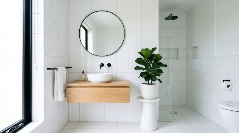 Pas betegelde, moderne badkamer