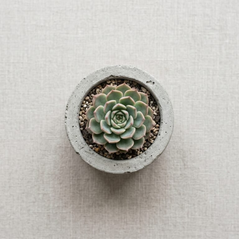 Strak, modern interieur met een plant en veel licht