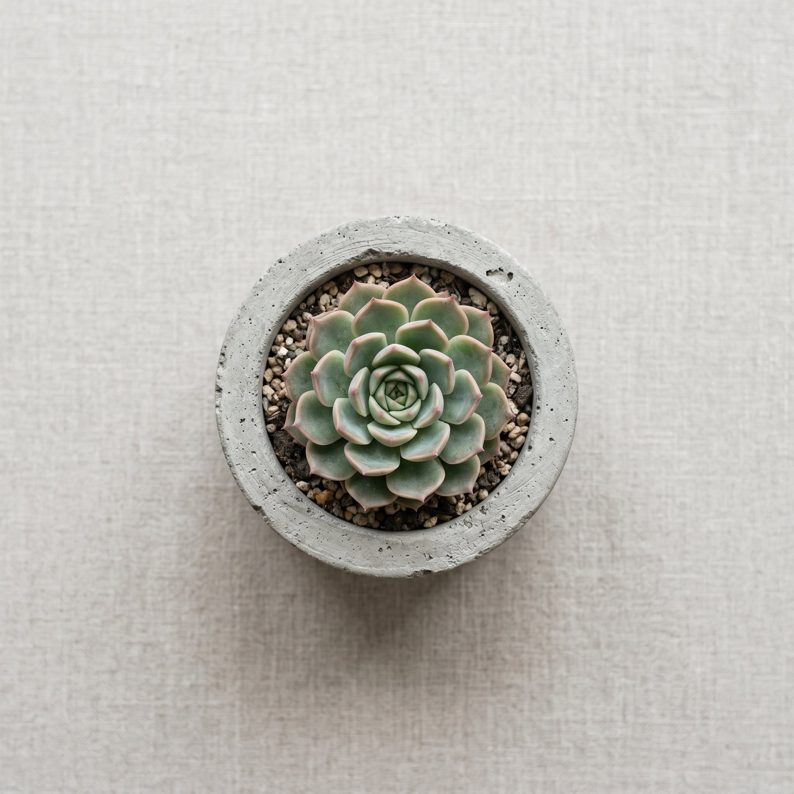 Strak, modern interieur met een plant en veel licht