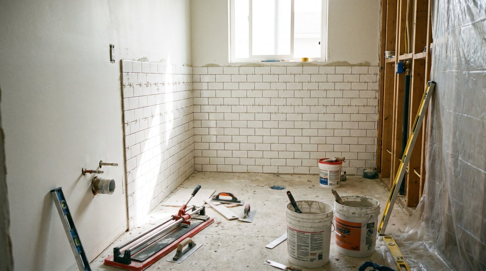 Een kitnaad afwerken in een lichte badkamer