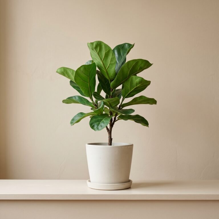 Clean interieur met natuurlijke materialen en een plant