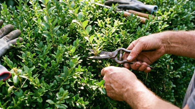 Groene achtertuin met gazon en beplanting